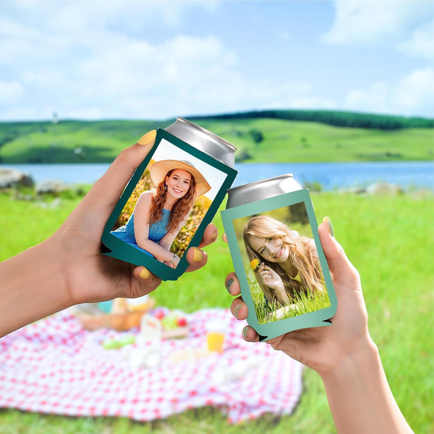 Custom Can Cooler Bulk Personalized Can Cooler 12 oz Cans & Bottles Insulated Beverage Beer Holder Design Your Own Image or Text Neoprene Can Sleeves for Wedding Birthdays Parties100pcs