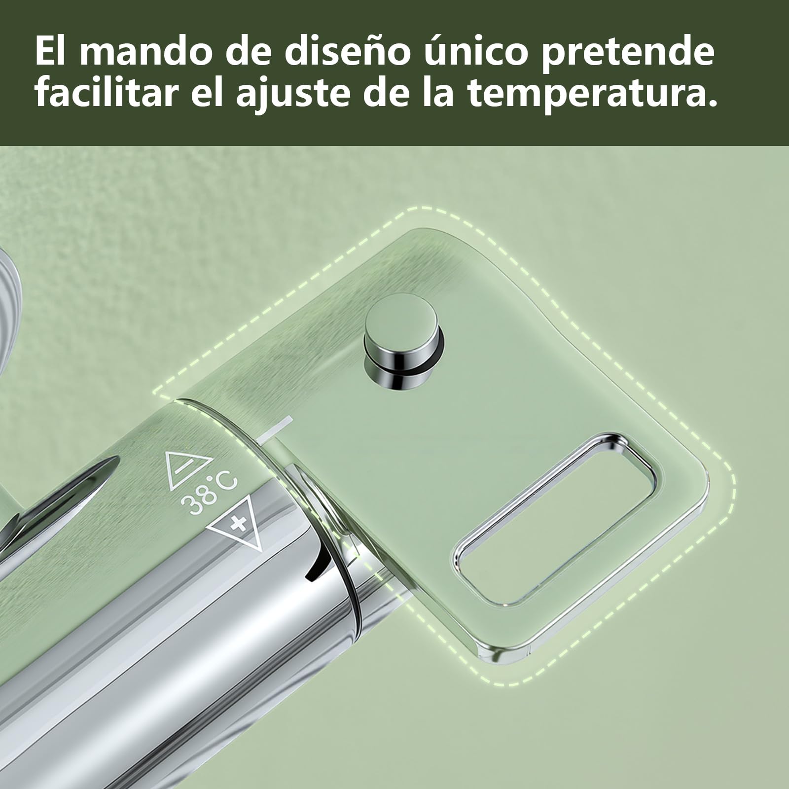 Sistema de ducha termostático acero inoxidable, cabezal lluvia cuadrado 12" (30 cm), ducha mano 1 modo. Grifería completa ajustable en altura, protección quemaduras, ahorro agua