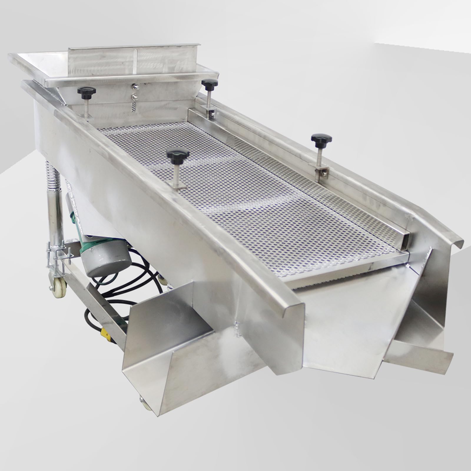 WYDDDARY Linear Vibrating Sieve Electric Screen Shaker Stainless Steel Medium Linear Sifter Machine Double Layers Double Motors 220V 8mm Upper 4mm Lower Round Hole Mesh(JG50-150)