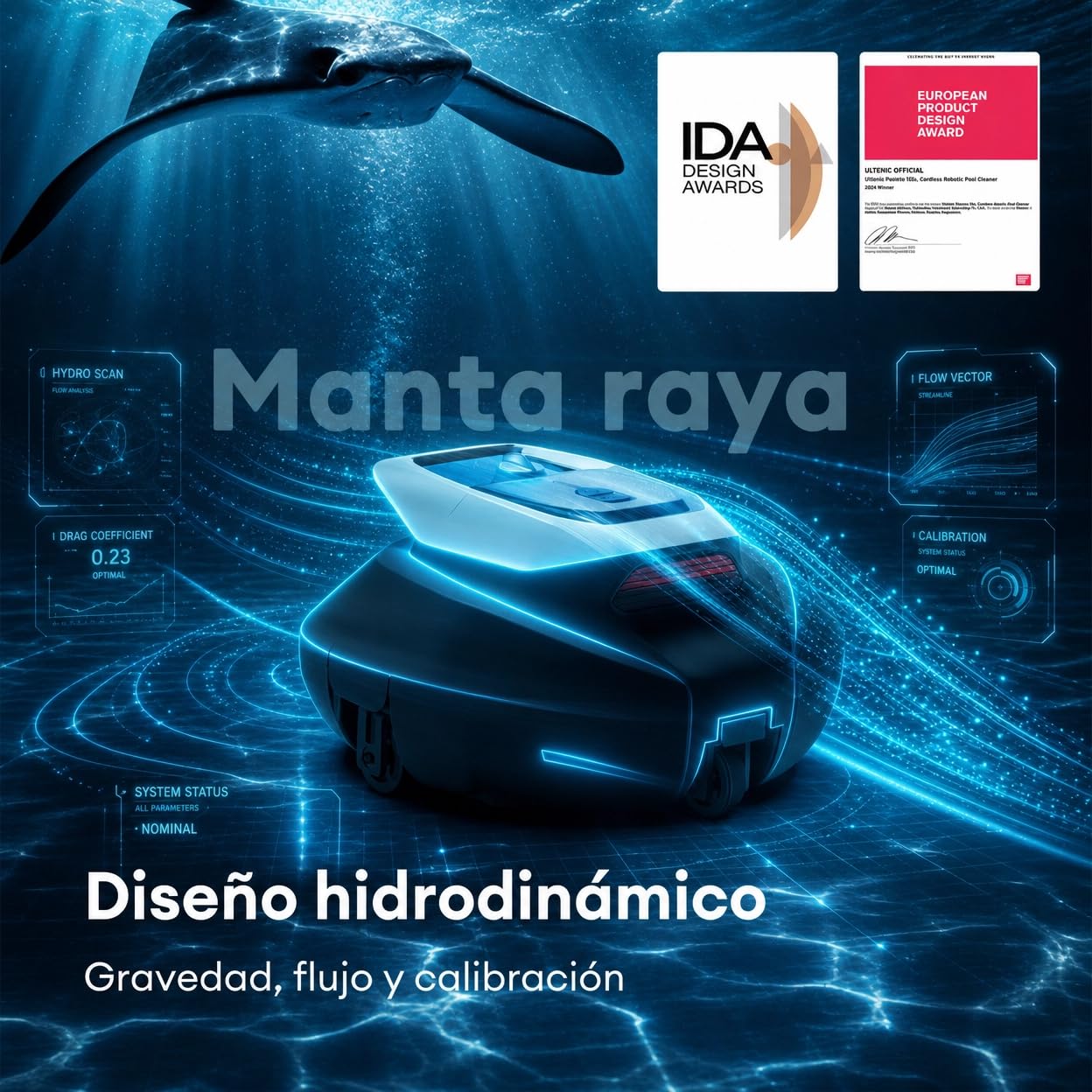 Robot Limpiafondos Piscina Inalámbrico con Flotador, Recogida sin Poste, 2 Motores, 90Min, 80m², Autoaparcamiento Inteligente, Diseño Biónico, Fácil de Usar para Piscina Elevada y Enterrada