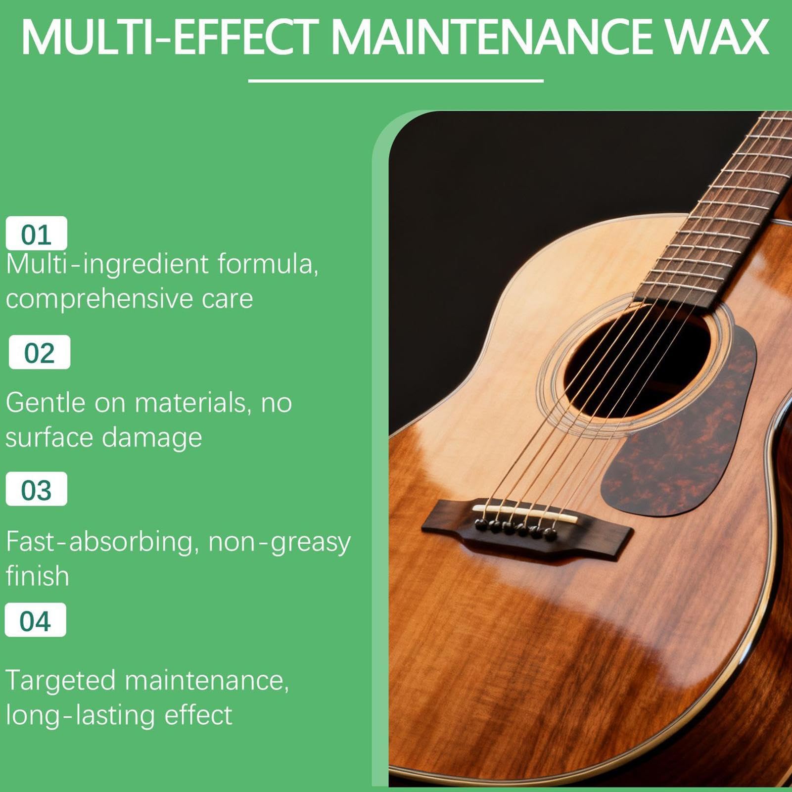 de guitare, 60 g, pour bois, guitare, violon, piano, saxophone, nettoyant pour rénovation, pour instruments de musique, soin brillant