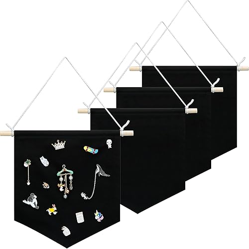4 pancartas de pared en blanco para pared, pancartas esmaltadas para exhibición, botones y colecciones de etiquetas (negro)