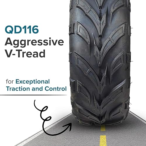 Miniatura 4 de AlveyTech Neumático de 19 x 7.00-8 con banda de rodadura en V QD116 – Compatible con mini bicicletas Baja, MB165 y MB200, cuatrimotos, Go Karts y