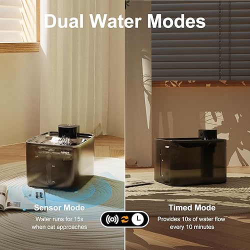 Miniatura 2 de NPET Fuente de agua inalámbrica para gatos, fuente para mascotas de 4 l1 galón con sensor de movimiento inteligente, batería recargable de 4000 mAh