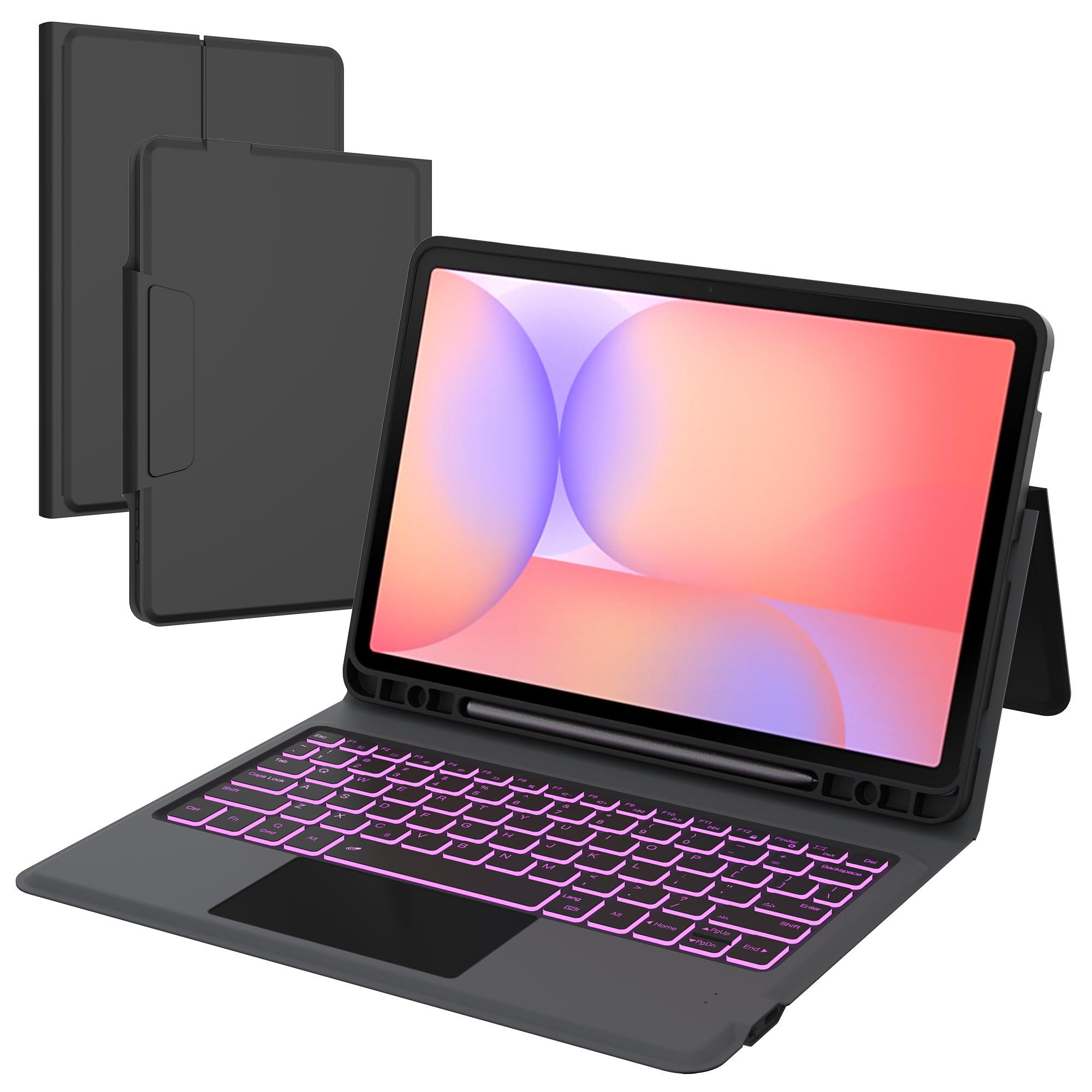 for Samsung Galaxy Tab S10 Lite S10 FE/S9 FE 10.9"/S9 Keyboard Case: 7 Colors Backlit Smart Trackpad Keyboard for Samsung Tab S10 Lite/S10FE 2025 - Wireless Key board Tablet Book Cover with Pen Holder