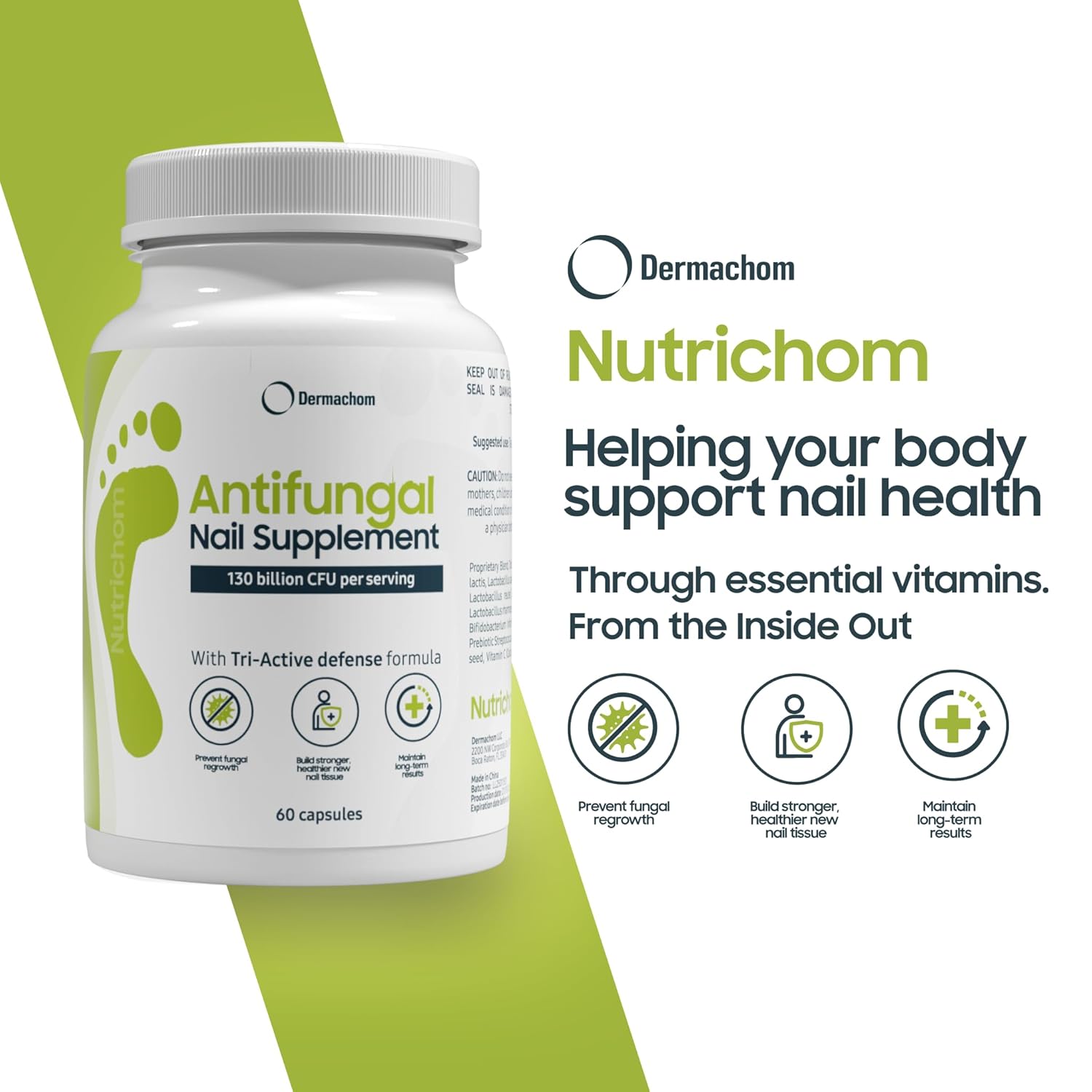 Nutrichom Probiotic Fungal Nail Cleaner Supplement – Fights Fungus & Supports Healthy Nails with Vitamins & Natural Ingredients – 60 Capsules