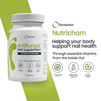 Nutrichom Probiotic Fungal Nail Cleaner Supplement Fights Fungus & Supports Healthy Nails with Vitamins & Natural Ingredients 60 Capsules