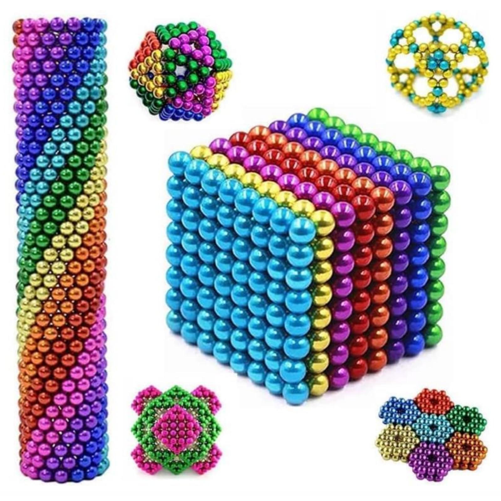 Evimstil 216/343 Pcs Stacking Magnetic Balls, Finger Toys for Adults and Teenagers on Desks, Build Accessories Toys Creatively Stacking Magnetics Ball (343PCS)