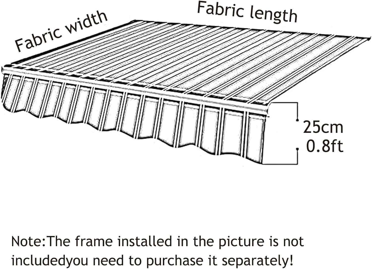 Telo di copertura retrattile per patio, balcone, 4,9 x 3 m, verde, resistente ai raggi UV e all'acqua, tessuto di ricambio per tenda da 5 x 3 m, soluzione ombreggiante esterna