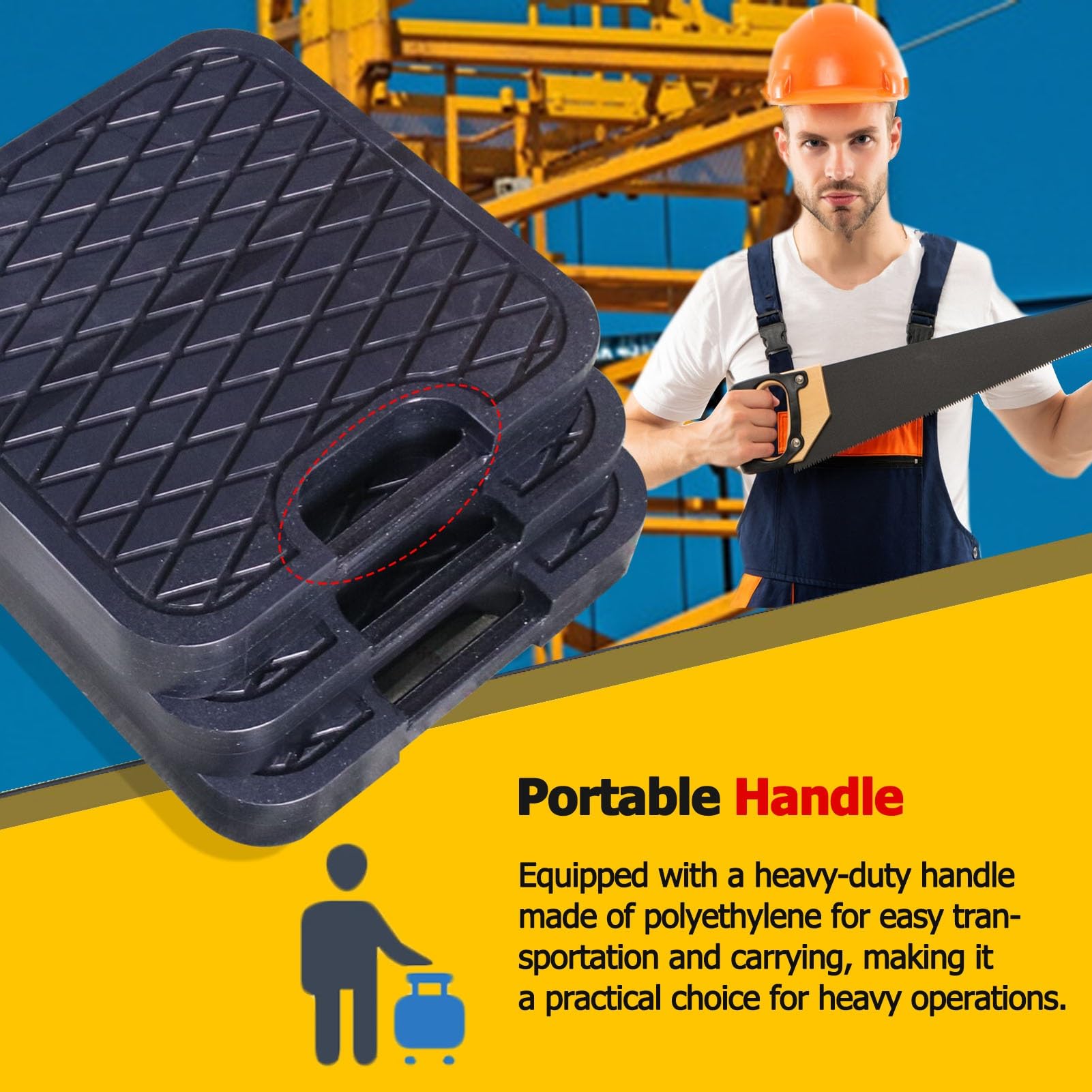 Podkładki pod stopy żurawia, Gruba podkładka podpory do kampera z ergonomicznym uchwytem, ​​wytrzymałe podkładki do kampera/podstawka stabilizująca do podestu, do przyczep ciężarówek z dźwigiem holown