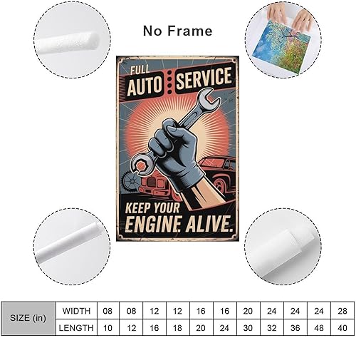 Miniatura 2 de Motivational Retro Auto Service Poster Vintage Garage Repair Wall Art for Car Lovers And Mechanics Canvas Poster Unframe-style 16x24inch(40x60cm)