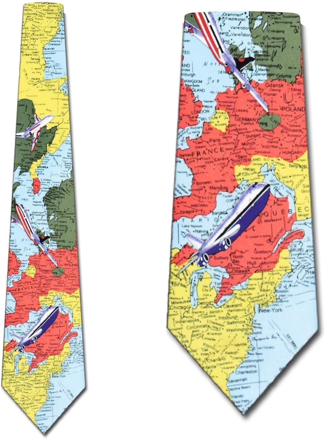 Three Rooker Map Tie Mens Aviation Travel Necktie