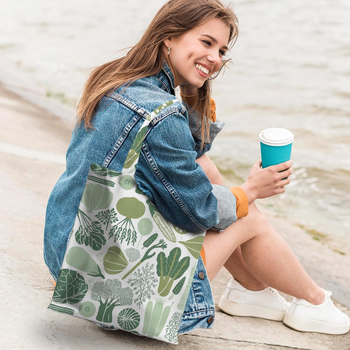 Animal Plant Tote Bag SeaTurtle Butterfly Cat Elephant Gifts Lemon Vegetable Themed Gifts Beach Bag for Camping