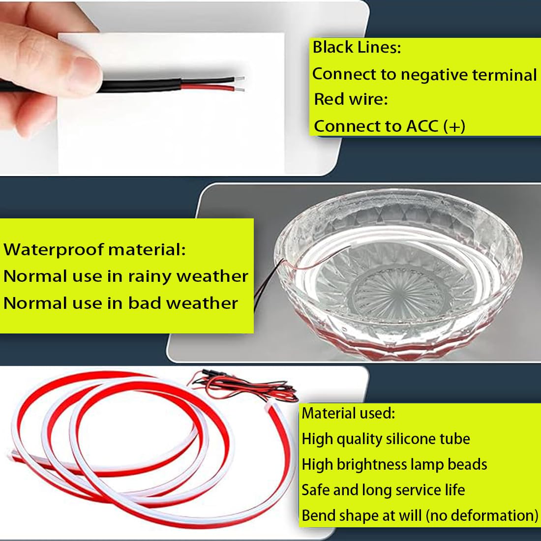 Striscia LED 70 Pollici Per Cofano Auto | Luci Diurne Dinamiche | Bianco | IP68 Impermeabile