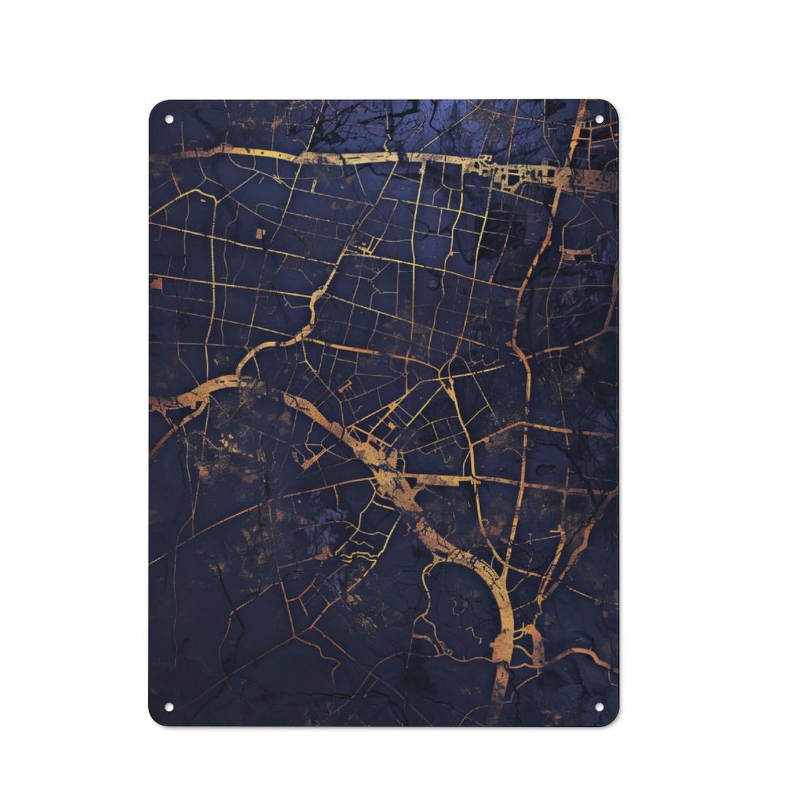 Junmoney Trier Map Metal Plaque 40X30cm With For Garage Wall, Retro Decor, For Themed Interiors In Garages And Workshops