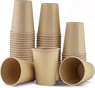 TOROTON 50Pcs 12oz Paper Coffee Cup, Premium Recyclable Brown Kraft Paper Party Cups Disposable for Hot & Cold Drinks, Coffee Tea Cappuccino, Vending Cups for Wedding Birthday Camping Picnic