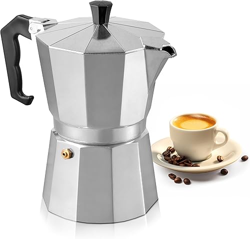 Mixpresso Cafetera cubana Moka Pot de 3 tazas, olla moka para gas, estufa eléctrica, cafetera italiana clásica, cafetera espresso para estufa, olla