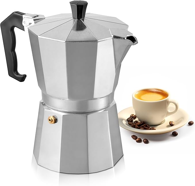 Mixpresso Moka Pot 3 Cup (5 oz Total) – Stovetop Espresso Maker for Gas & Electric Stove, Aluminum Cuban & Italian Coffee Maker, Small Size Espresso Brewer
