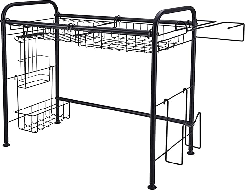 Miniatura 3 de Gourmet Basics by Mikasa Over the Sink - Escurridor de platos organizador de 2 niveles, 31 pulgadas, color negro