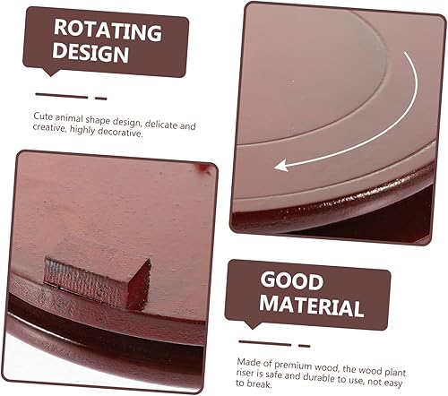 Miniatura 6 de Happyyami Bandeja giratoria de madera, soporte de exhibición giratorio, pedestal de madera, macetas, base de bonsái, soporte de pedestal de madera,