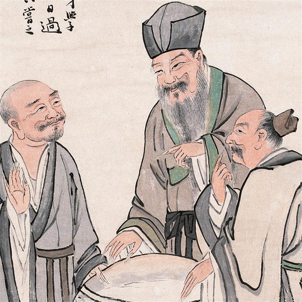FLaig Feng Shui tibetische Thangka, Bagua, buddhistische, tibetische Thangka-Wandbehang, buddhistische Thangka-Malerei, Thangka-Brokat, dekoratives Wandbild, Seidenrollbild von Konfuzius Gemälde