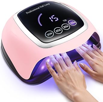 UV Nail Lamp, 180W LED Nail Dryer for Gel Polish, Touch Screen, 42 Beads | Auto Sensor Curing Light with LCD Display and 4 Timer Settings, Fast, Even Curing for Salon Use and Home DIY Manicure