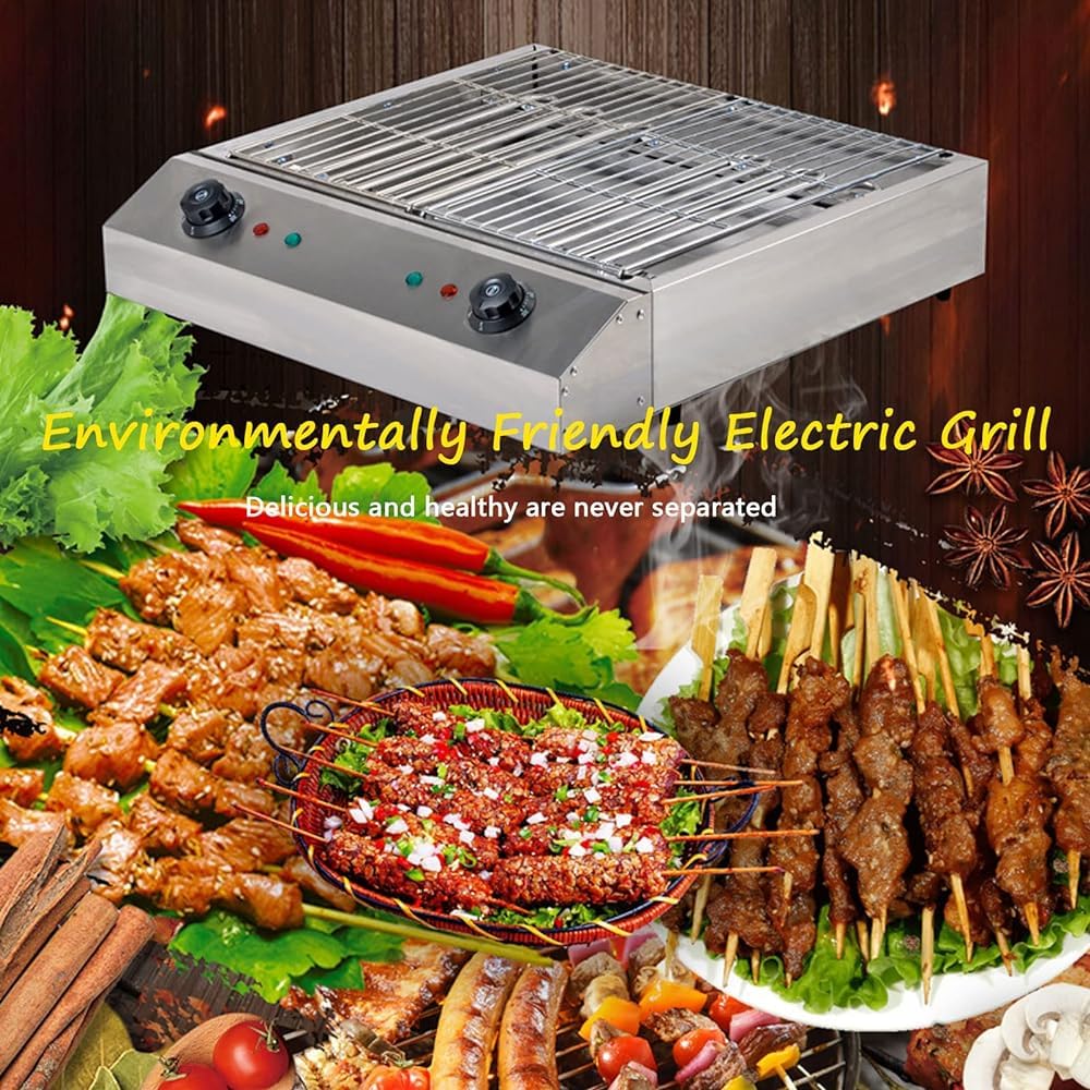 Elektryczna płyta grillowa stołowa, przenośny grill BBQ bezdymny z kontrolą temperatury i tacką ociekową do gotowania w pomieszczeniach.,