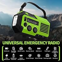 Vista 7 de FosPower NOAA Radio meteorológica de emergencia A6 19240mWh, banco de energía portátil, AM/FM, USB/solar/carga de manivela, funciona