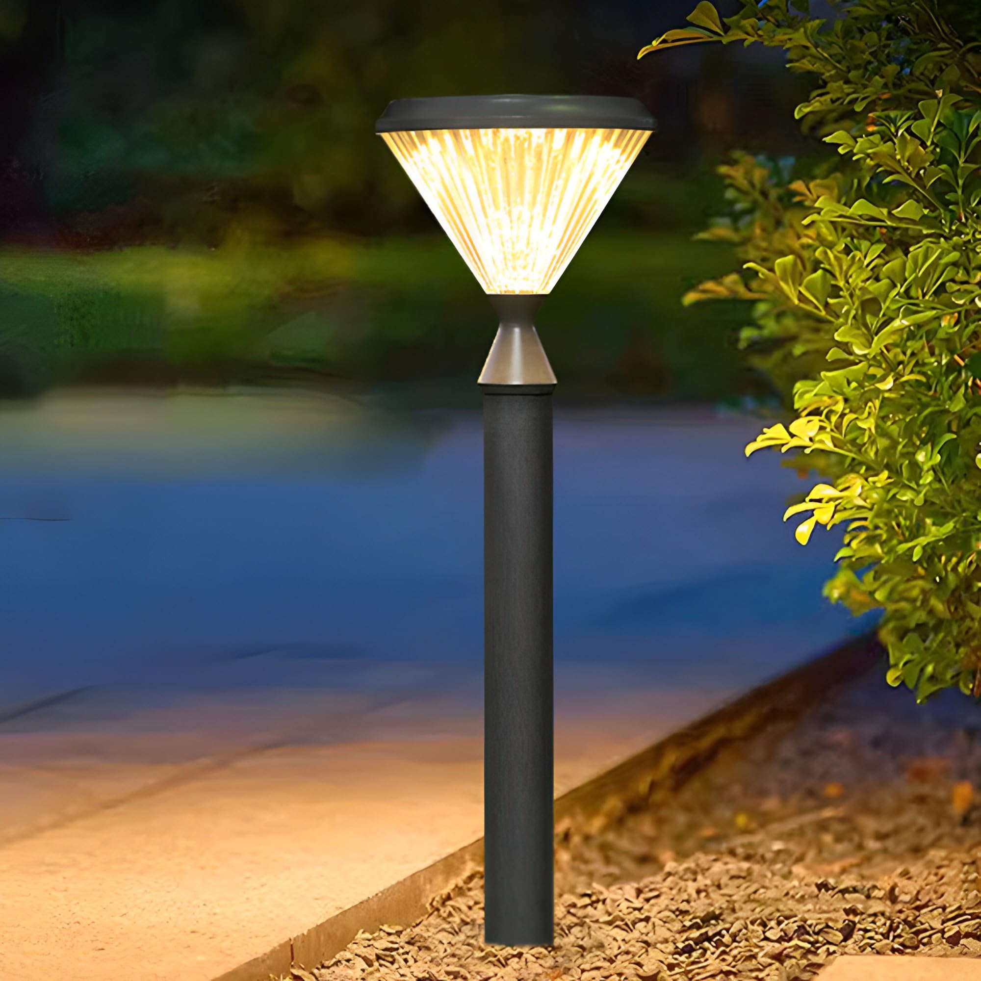 HELCEKOU Modern Bollard Landscape Lighting Outdoor Waterproof Pathway Light Aluminum Lights Rustproof Rainproof Path E27 Base Lantern For Courtyard Walkway Driveway Patio
