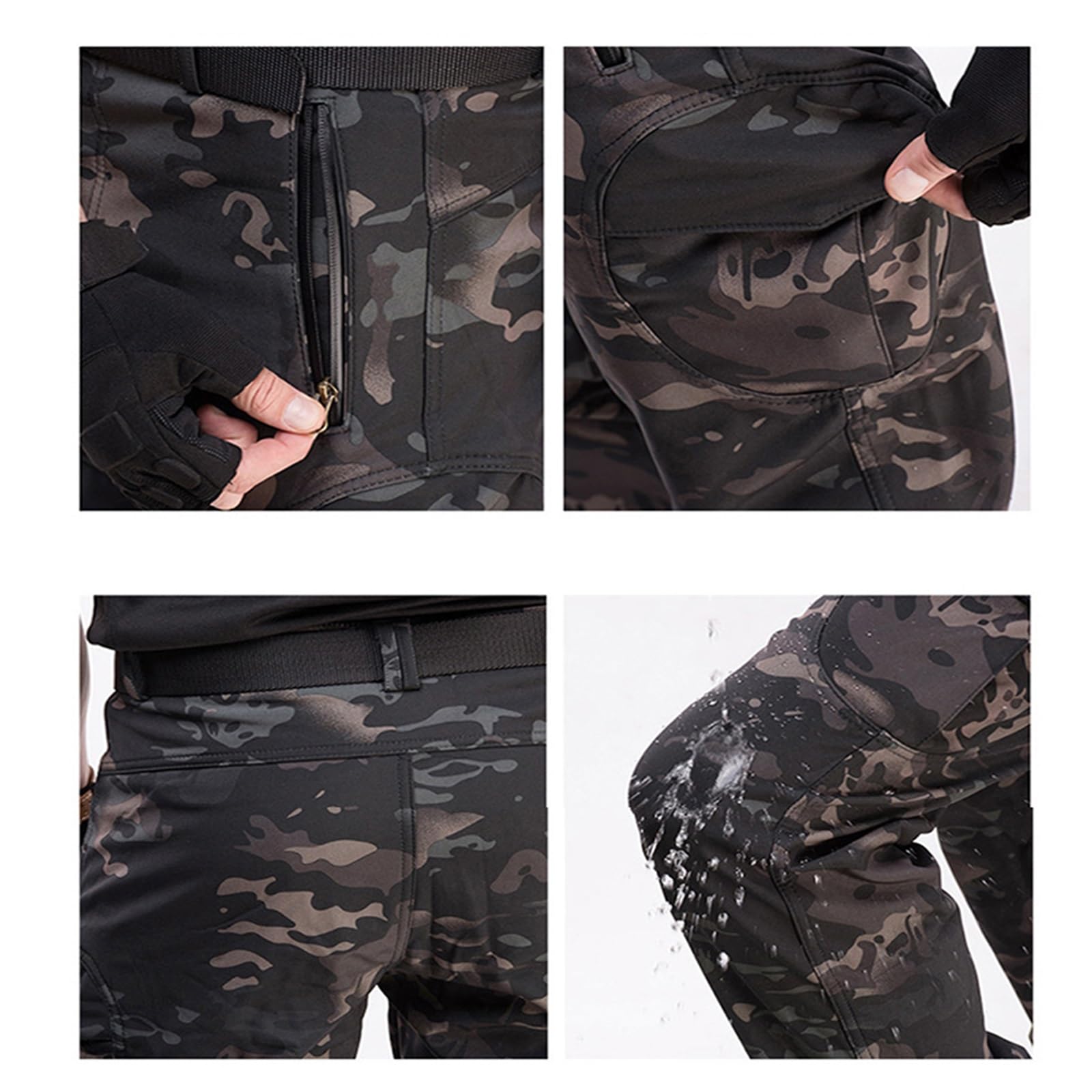 Męska kurtka taktyczna, softshell, outdoorowa, kamuflażowa, kurtka z kapturem, kurtka myśliwska, wodoodporna, ciepła