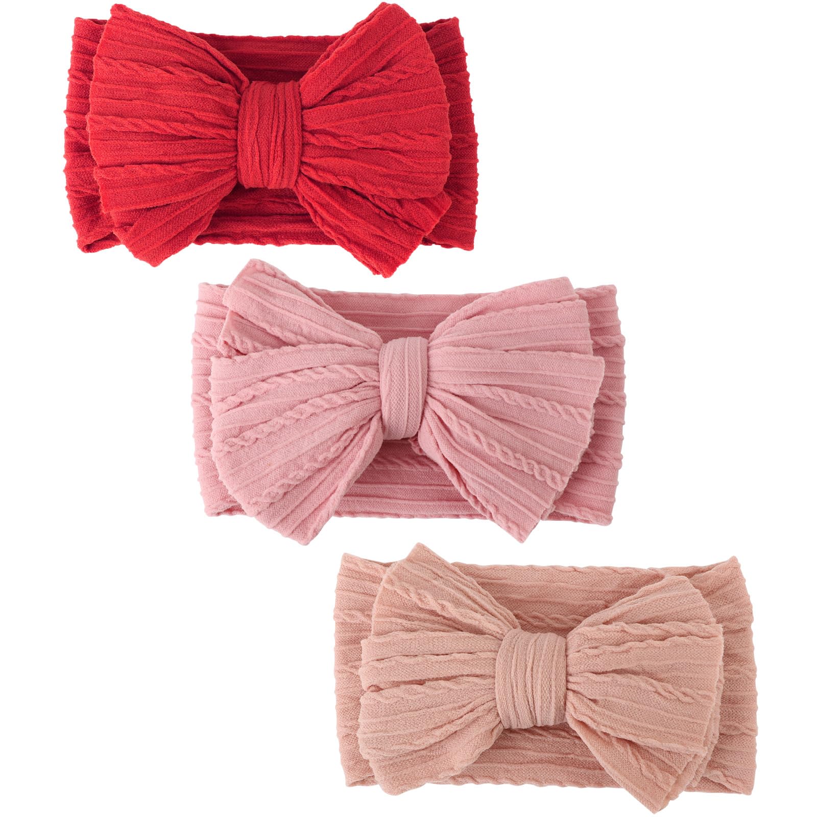 DRESHOW 3 Pack Baby Headbands for Girls Newborn Baby Nylon Headbands with Bows Hair Accessories — image 1