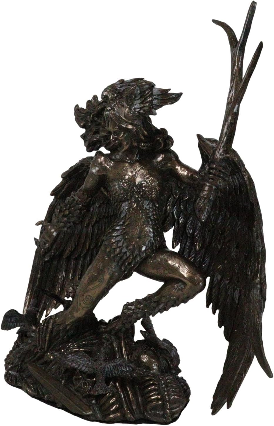 Ebros Gift Irish Celtic War Goddess Raven Crow Winged Morrigan with Antler Sword Decorative Figurine 10.75" Tall Phantom Queen Ulster Cycle Triple Goddess Sculpture