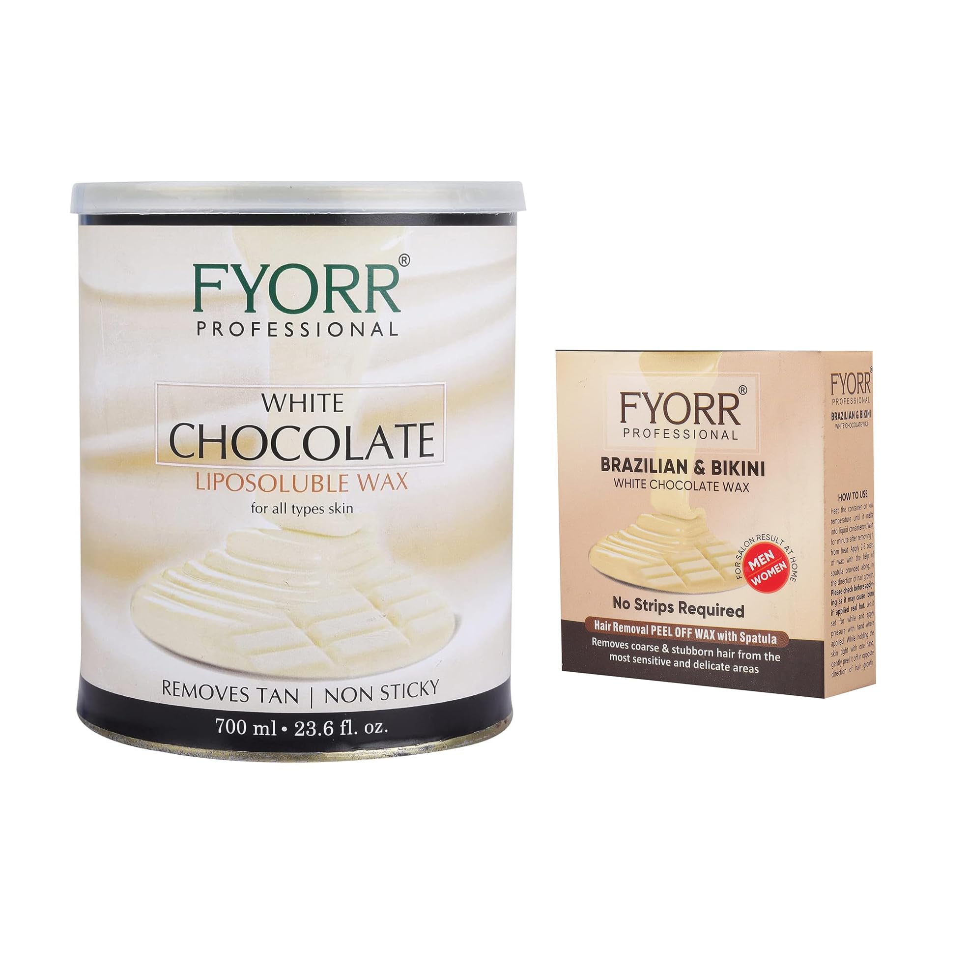 FYORR White Chocolate 700ml Liposoluble Milk Body Wax with 80g Painless Brazilian Bikini Katori Peel Off Hair Removal Wax For Sensitive Areas