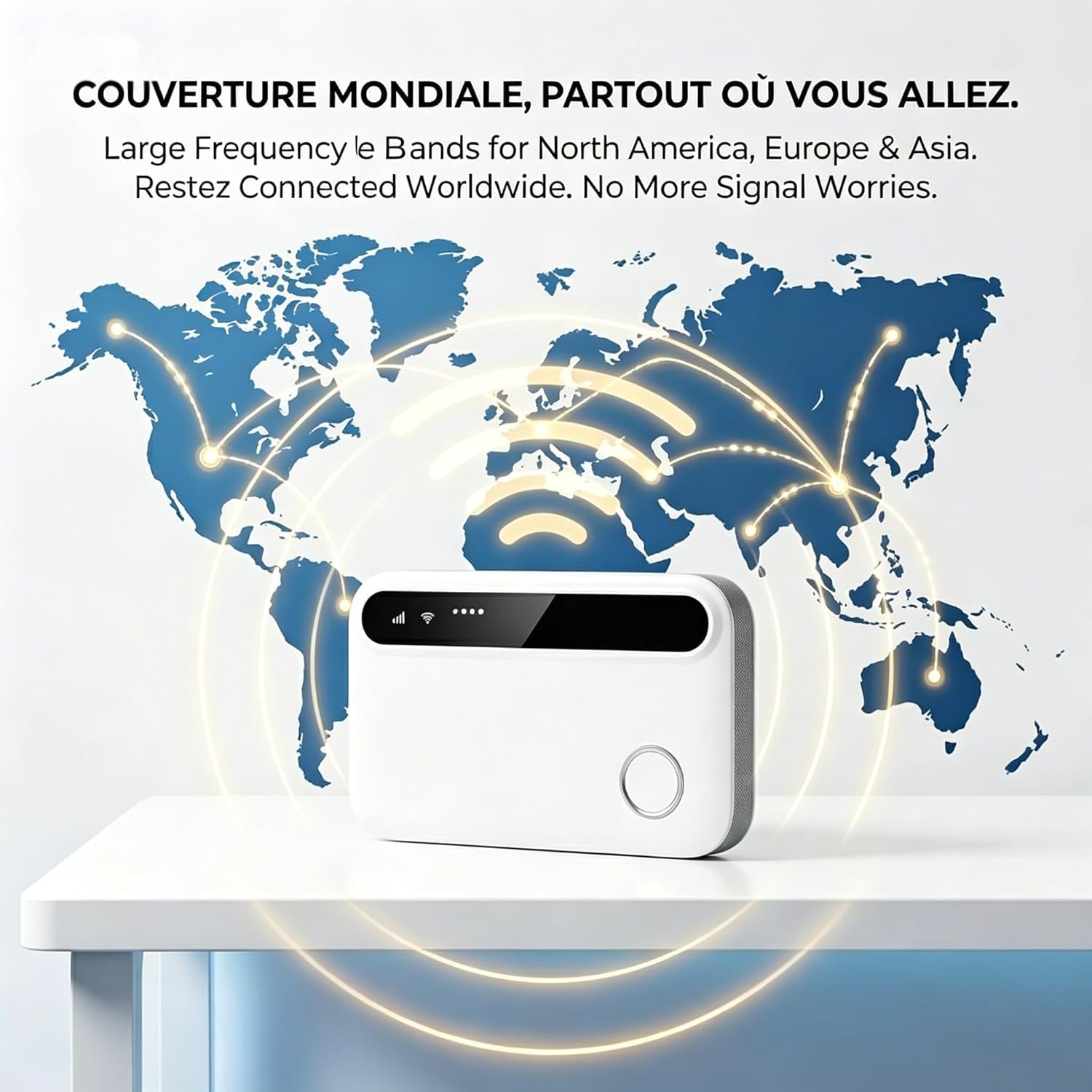 Routeur 5G Portable WiFi 6 Déverrouillé, Modem Mobile 5G/4G+ avec Emplacement SIM, Jusqu'à 25 Appareils Connectés, Internet Haut Débit Idéal pour Voyage, Camping et Télétravail