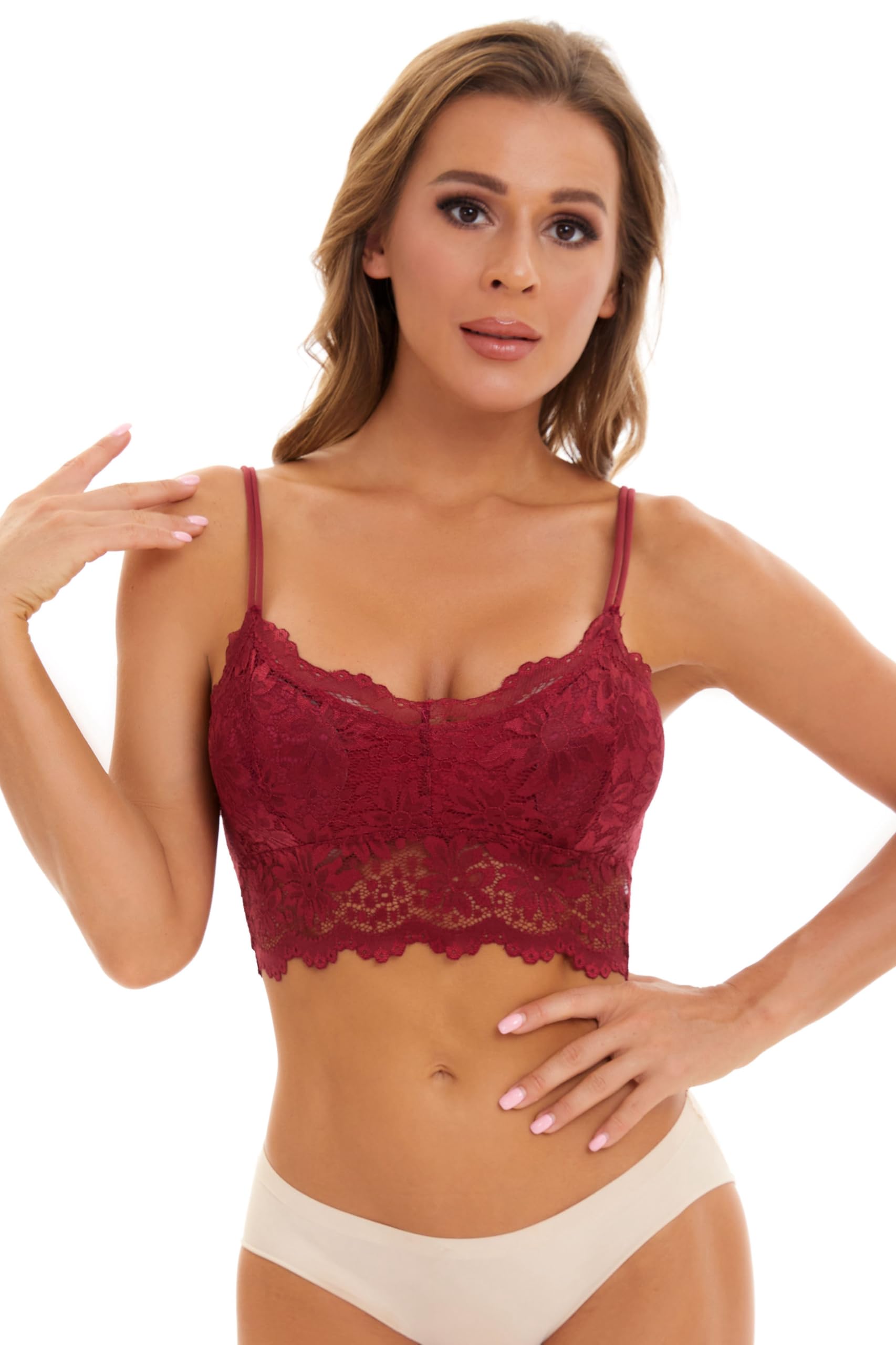 Bralette da donna in pizzo imbottito morbido senza ferretto