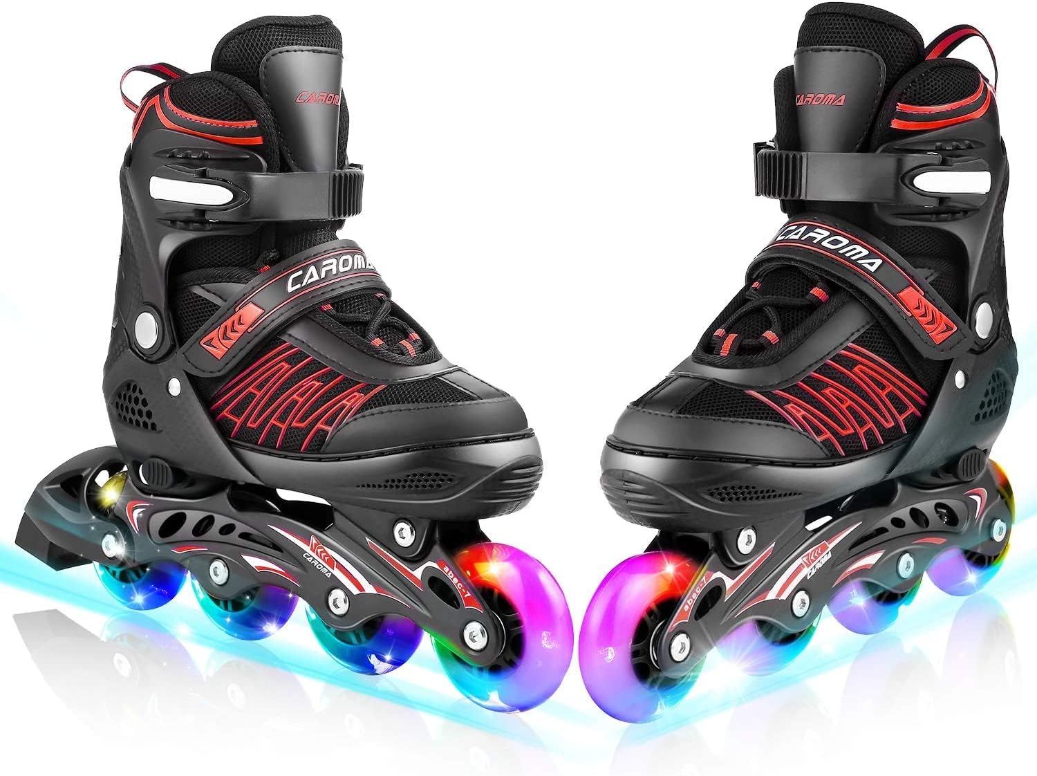 Caroma Adjustable Inline Skates for Girls Boys Women Men with Full Light Up Wheels