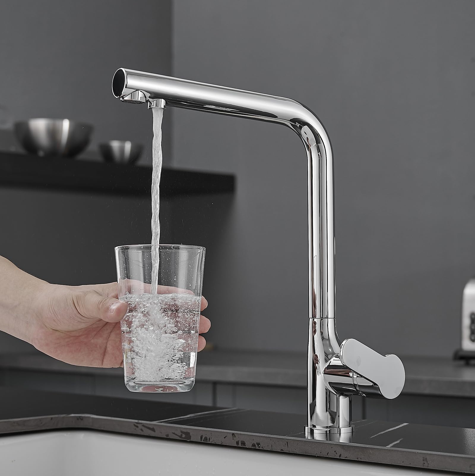 Robinet cuisine 3 voies douchette extractible chromé trois en un