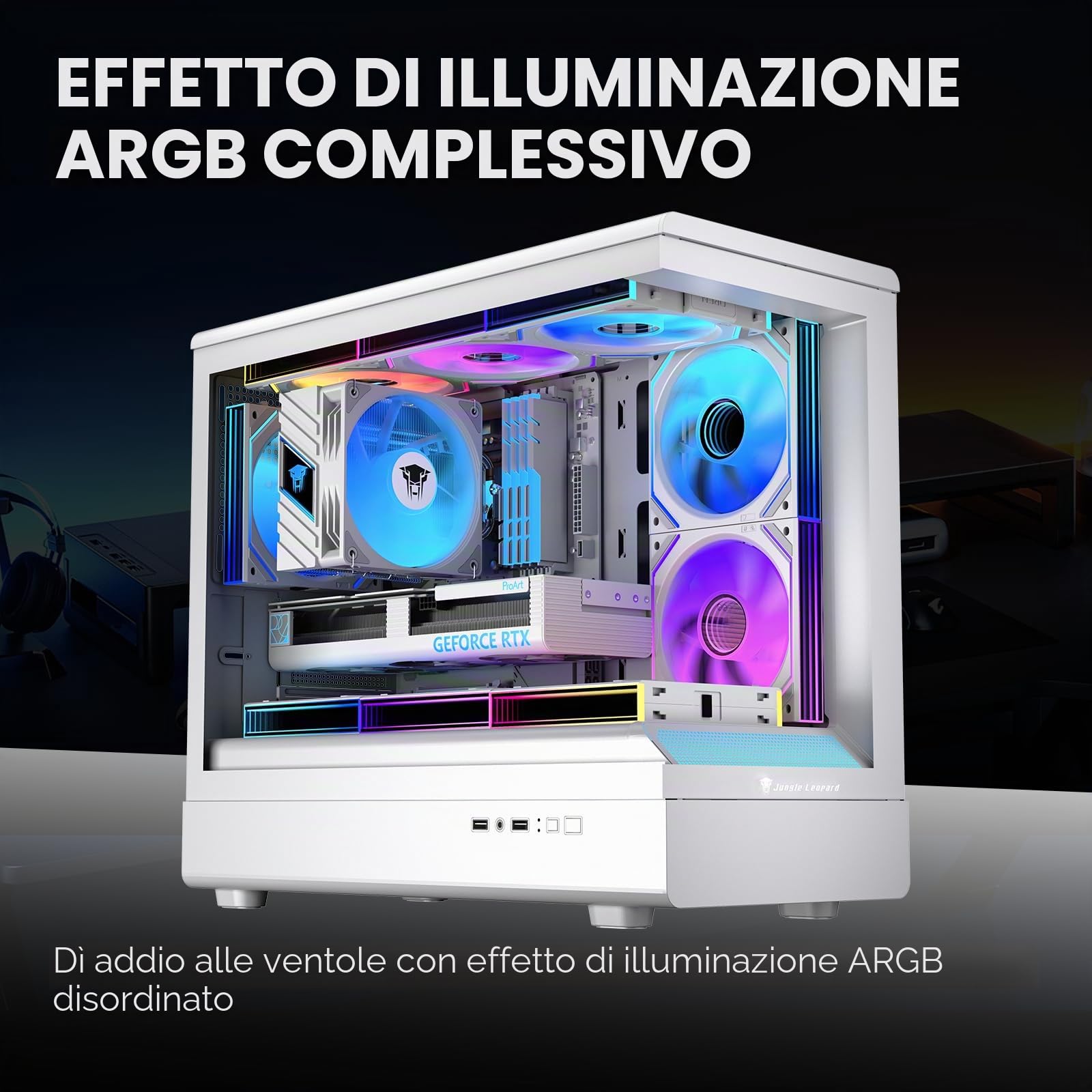 Tzmrit Interstellar-V2 Uni Ventola con effetto specchio infinito, RGB, ARGB e modulazione PWM, 120 mm, bianco