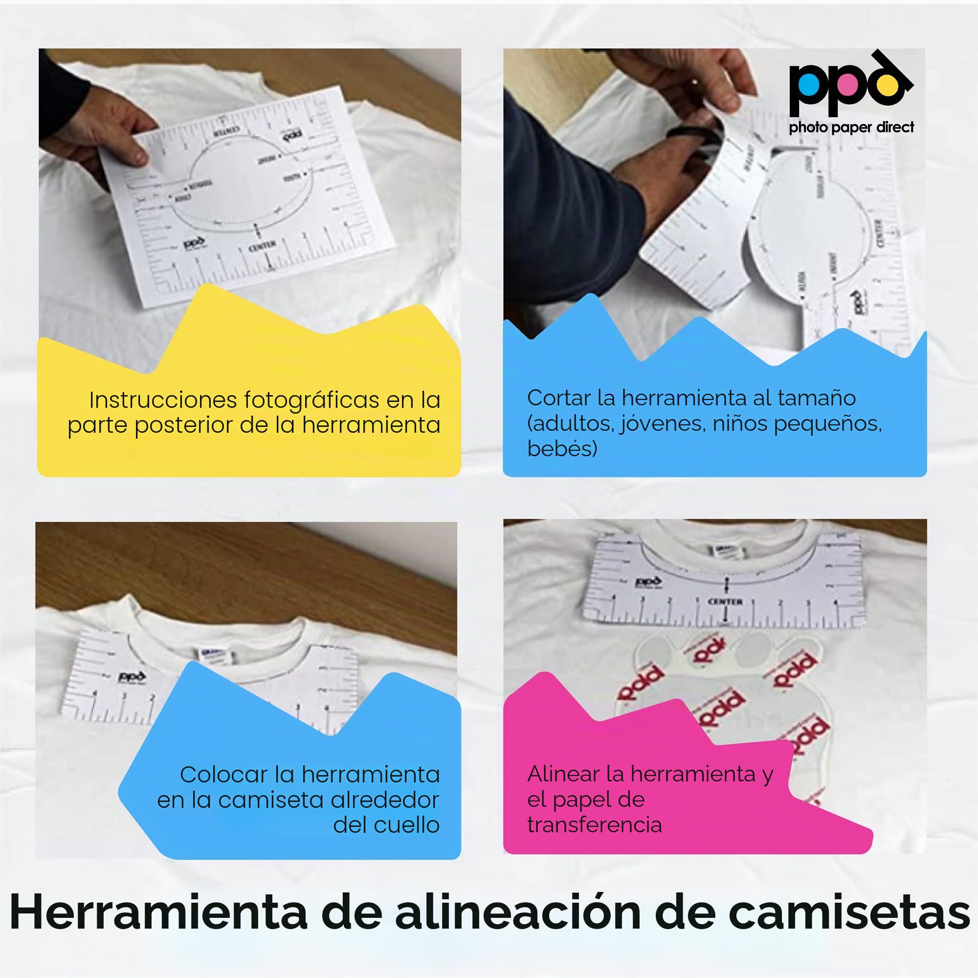 PPD Inkjet - A4 x 40 Hojas de Papel de Transferencia Térmica Premium para Camisetas y Tejidos Mixtos - 20 hh. Telas Claras y 20 hh. Telas Oscuras - Para Impresión de Inyección de Tinta - PPD-5-40