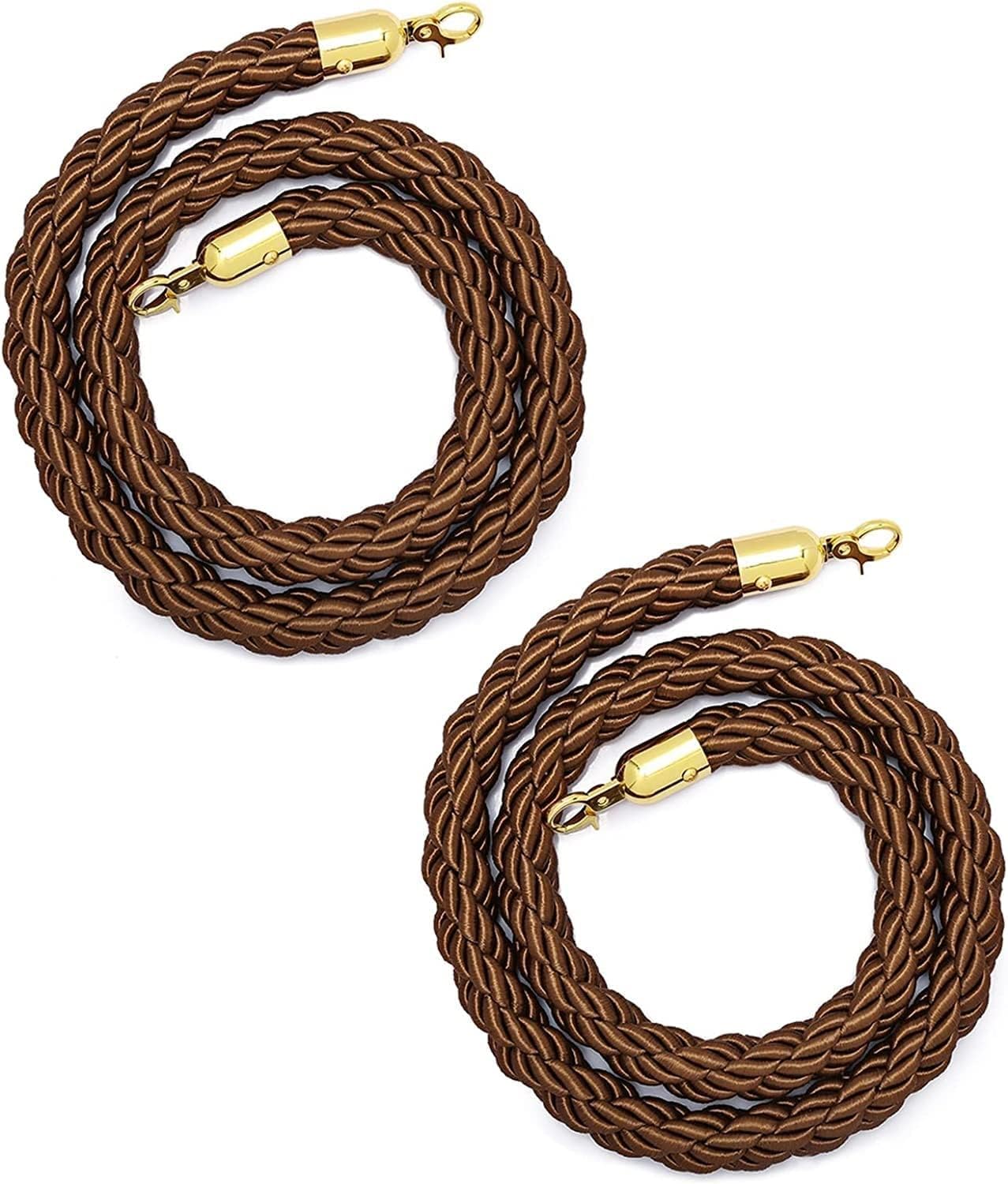 Geflochtene Seilabsperrung, Nylon, 1,2 Zoll Dick, Goldene Karabinerhaken