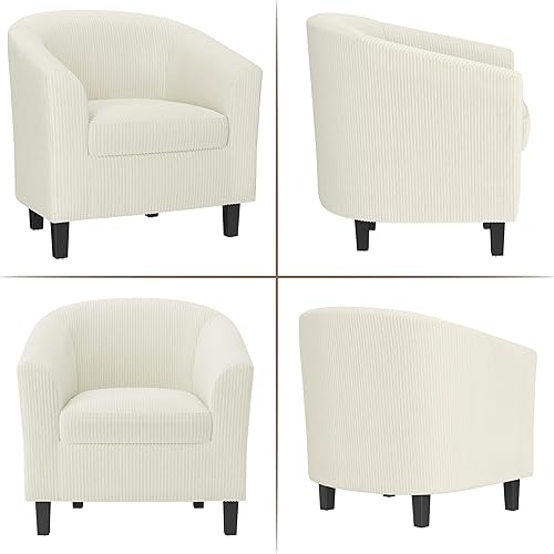 Miniatura 33 de Topeakmart Silla de club de piel sintética, moderna silla decorativa y acogedor sillón de barril con patas resistentes para sala de estar, Negro