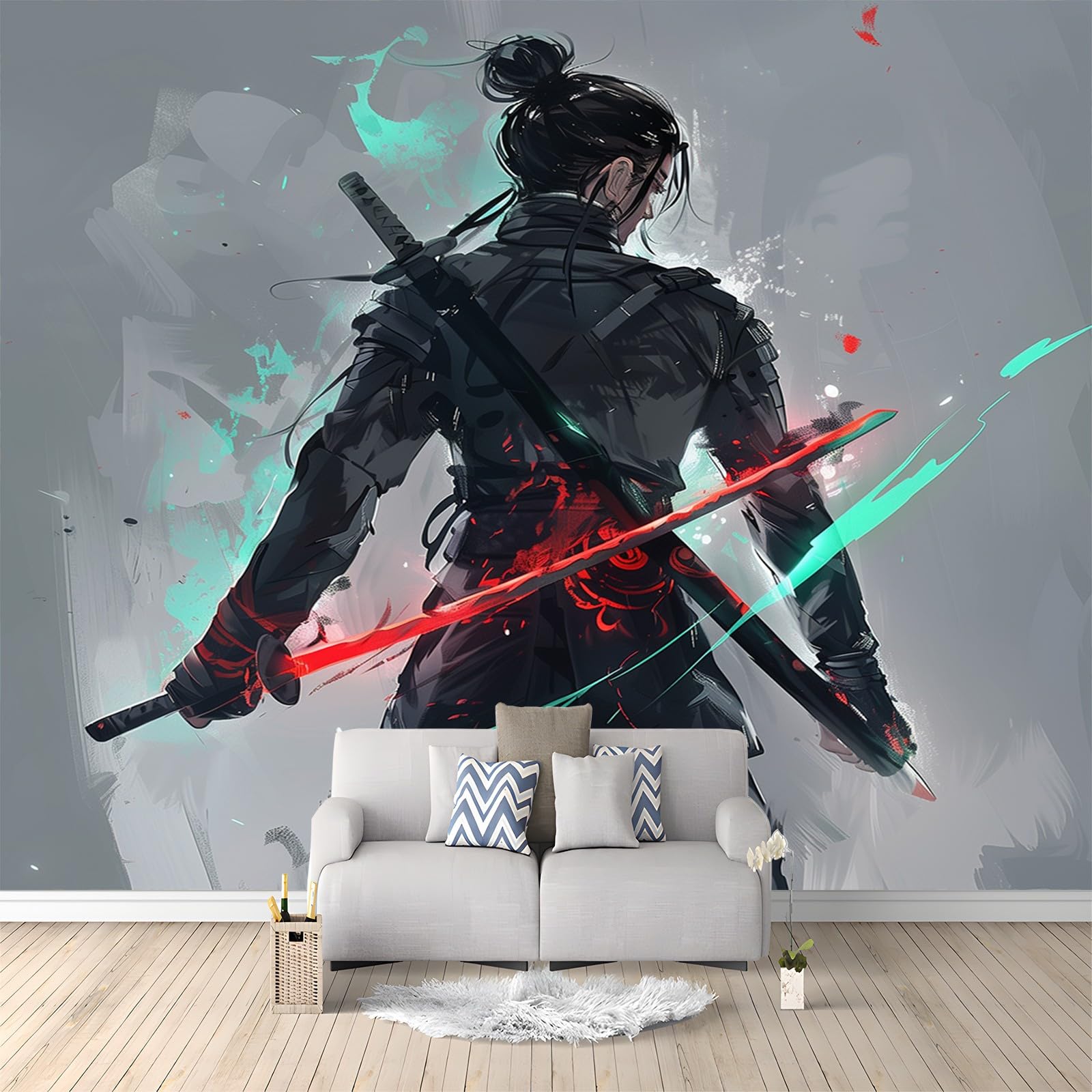 Fototapete Japanische Anime-Charaktere 300x210 cm Vlies Tapete 3D Effekt Moderne Wandtapete Dekoration, für Wohnzimmer Schlafzimmer TV-Hintergrund Wanddeko Wallpaper