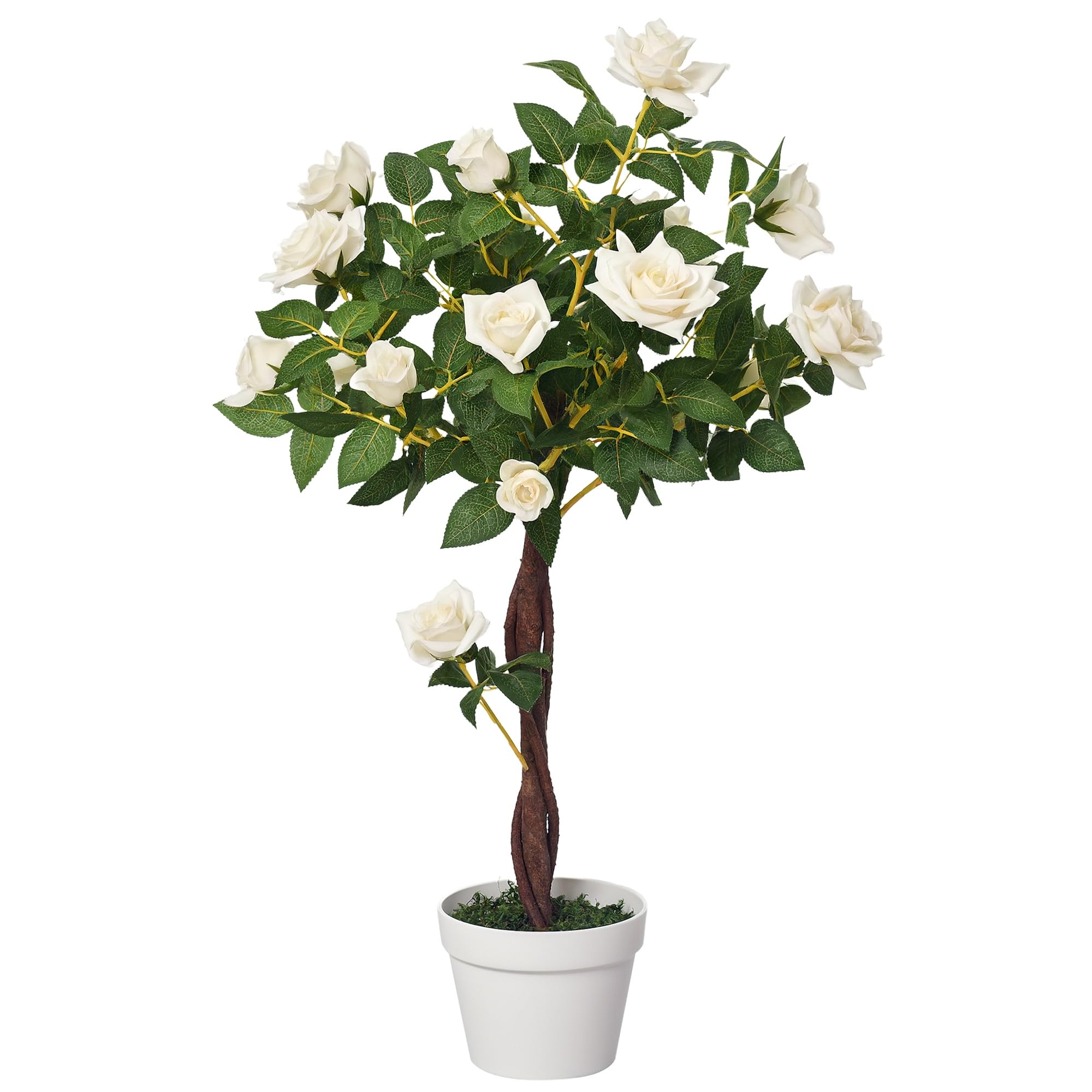 Outsunny 90cm Artificial Rose Tree with Twisted Trunk White