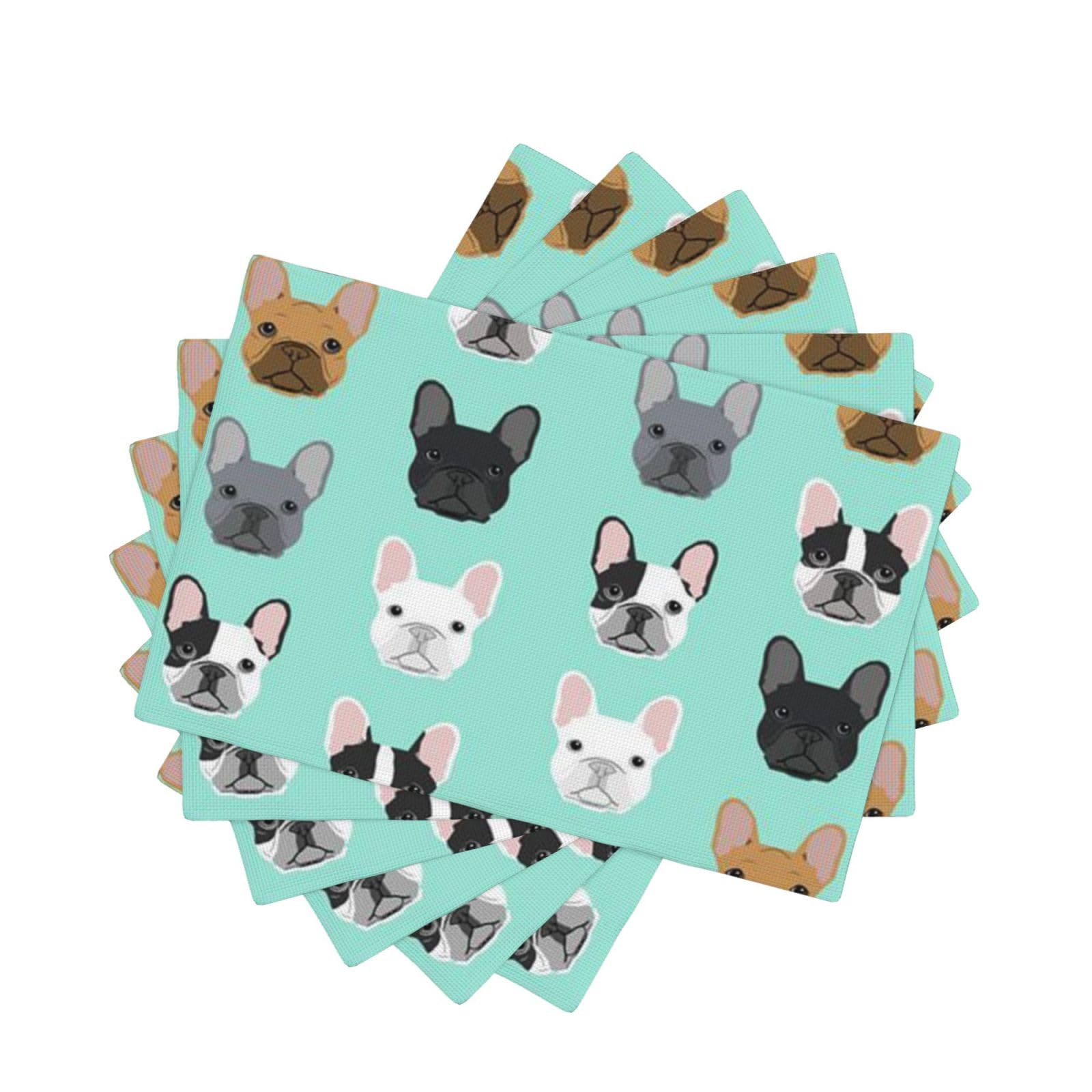 Sets de table bouledogue français 45x30 cm lavables pour table à manger