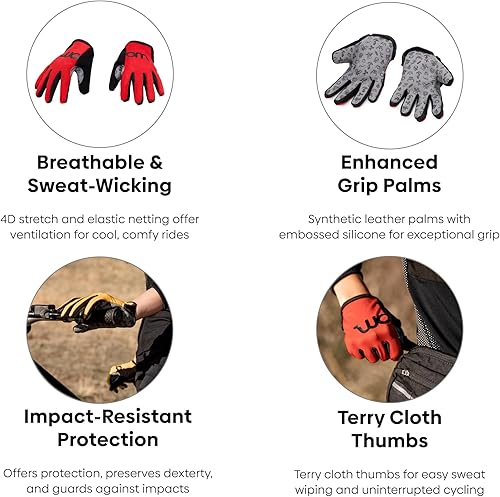 Miniatura 3 de woom TENS - Guantes de bicicleta para niños y jóvenes, protección completa con agarre para ciclismo de carretera y ciclismo de montaña (niños y