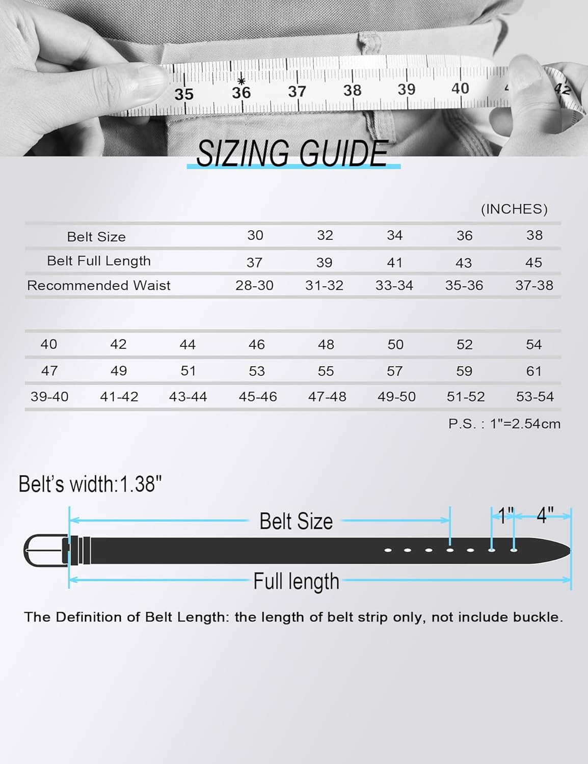 WOLFANT Men's 35mm Dress Casual Belt,100% Italian Full Grain Real Solid Leather - Image 6