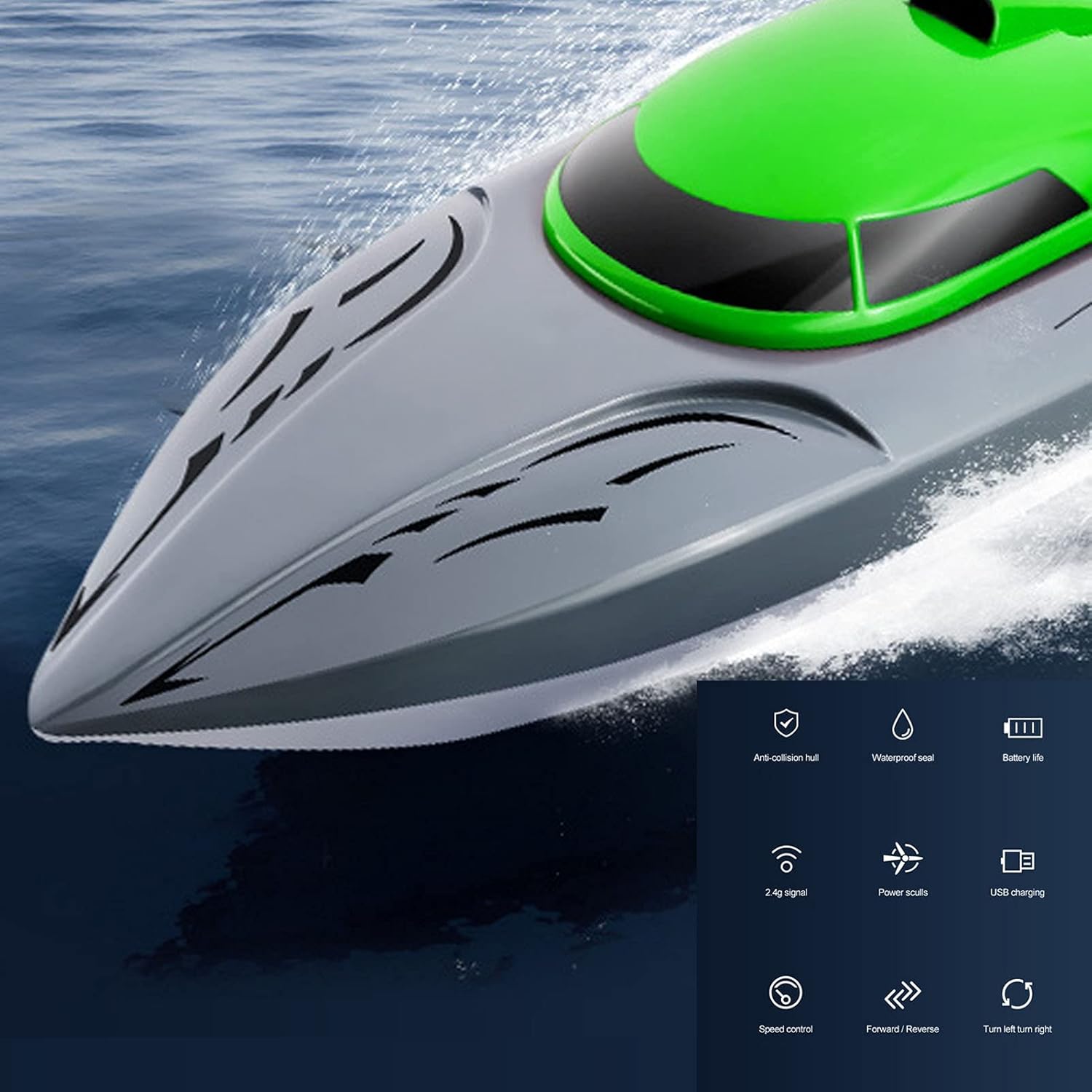 RC Boat, High Speed Dual Motor Remote Control Boat Waterproof Remote Control Yacht for Gift