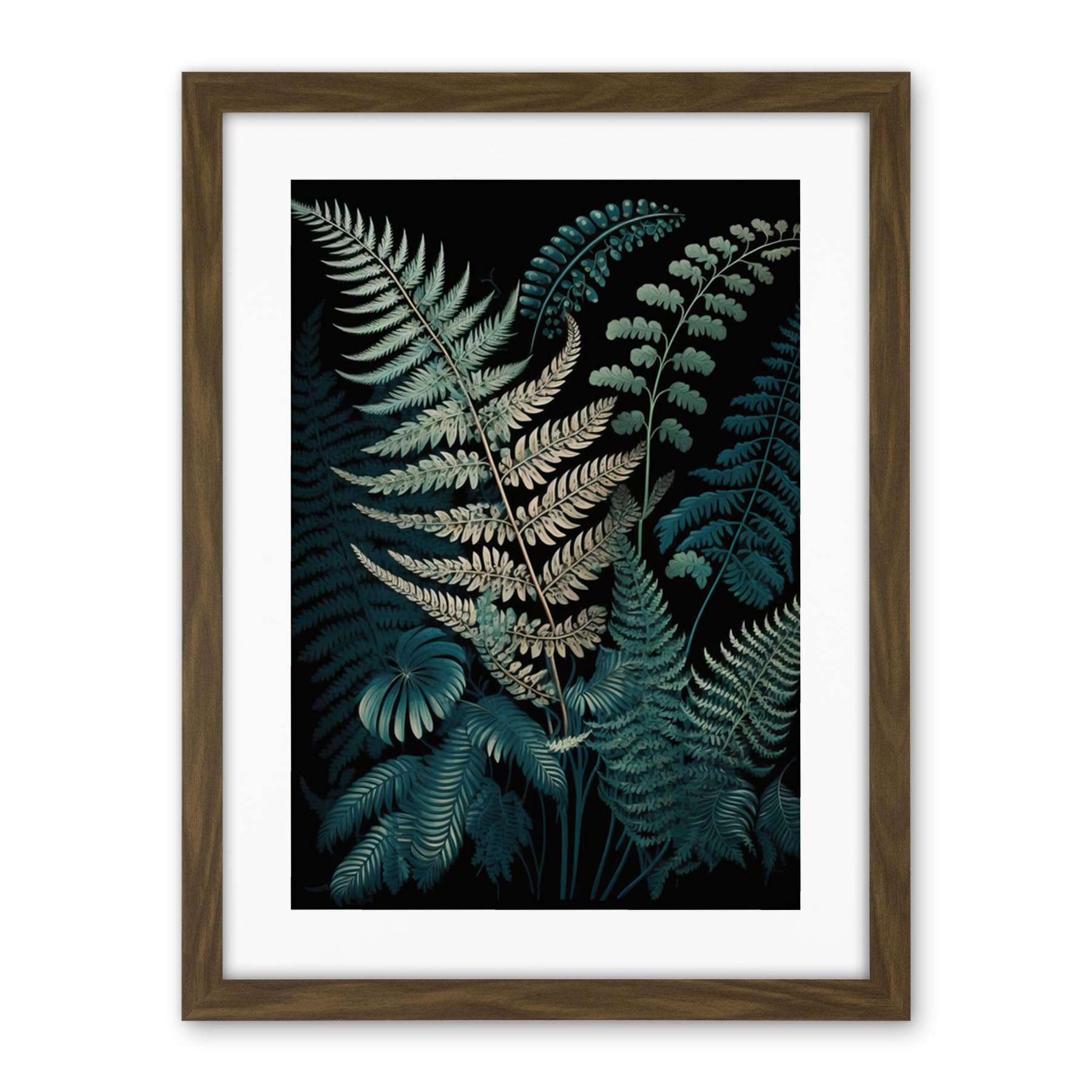 Artery8 Fern Frond Detailed Botanical Species Illustration Artwork Framed Wall Art Print 18X24 Inch