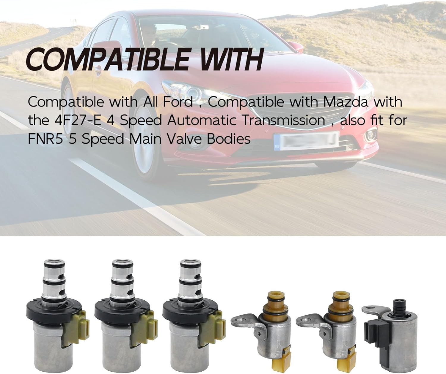 6Pcs Transmission Shift Solenoid Kit EPC PWM 4F27E Replacement for Ford Fiesta Focus Replace# 48420K-R FN4A-EL Replacement for Mazda 2 3 5 6 CX-7 MPV