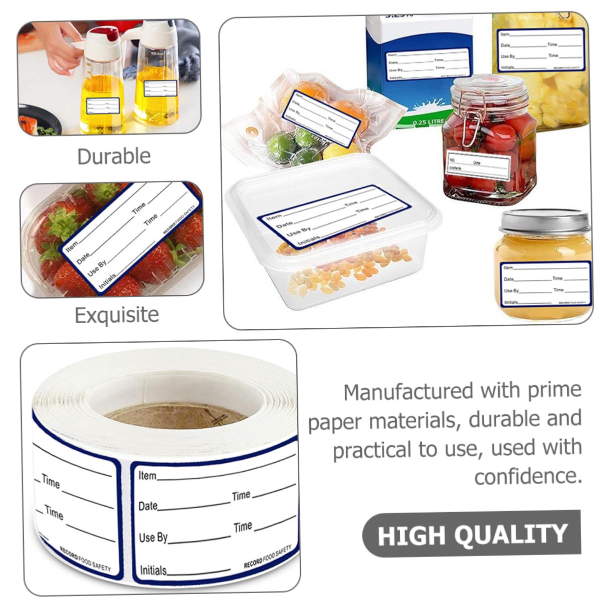 NUOBESTY 4 Ensembles Date: Étiquette Adhésive Étiquette Autocollantes Etiquette Congelation Cuit Avec Amour Stickers Étiquettes Alimentaires Étiquette D'aliment Papier 2 Rouleaux * 4